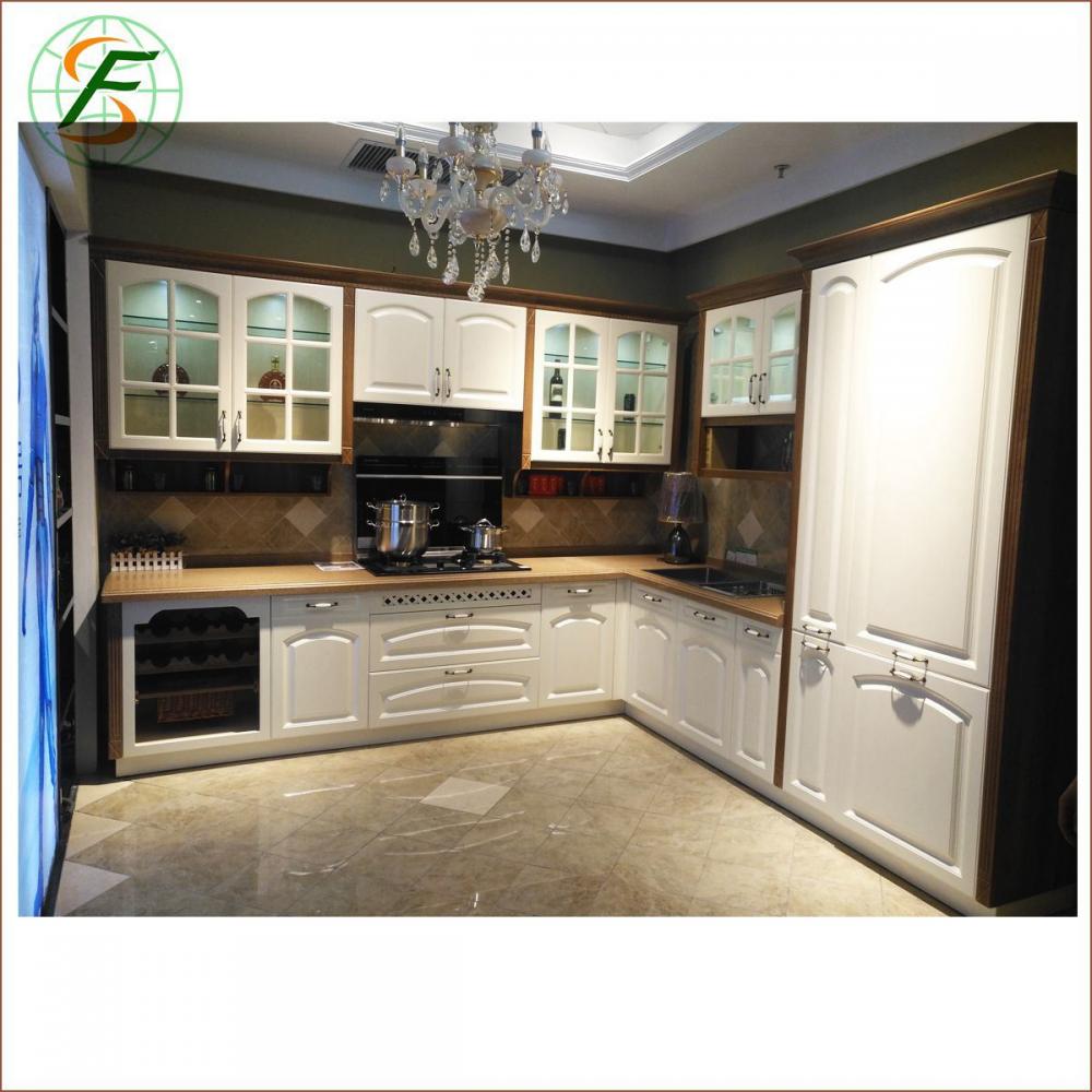 High Quality Luxury Pvc Door High Glossy Lacquer Solid Wood Kitchen Furniture 2