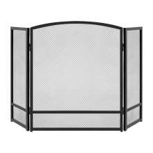 Black 3 Panel Folding Fire Spark Guard Grate Guard Fireplace Screen Wire Mesh