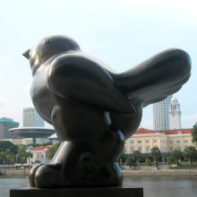 Popular large outdoor bronze botero fat bird statue for sale