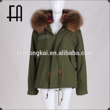 Wholesale price fox fur lined parka/ fur lined parka