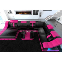 Modern Fashion KTV Lounge Sofa: LED U Shaped Corner Sofa