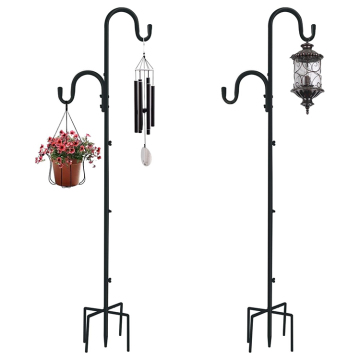 78 Inch Heavy Duty Iron Double Shepherds Hooks for Outdoor Garden Hanging Bird Feeders and Plants