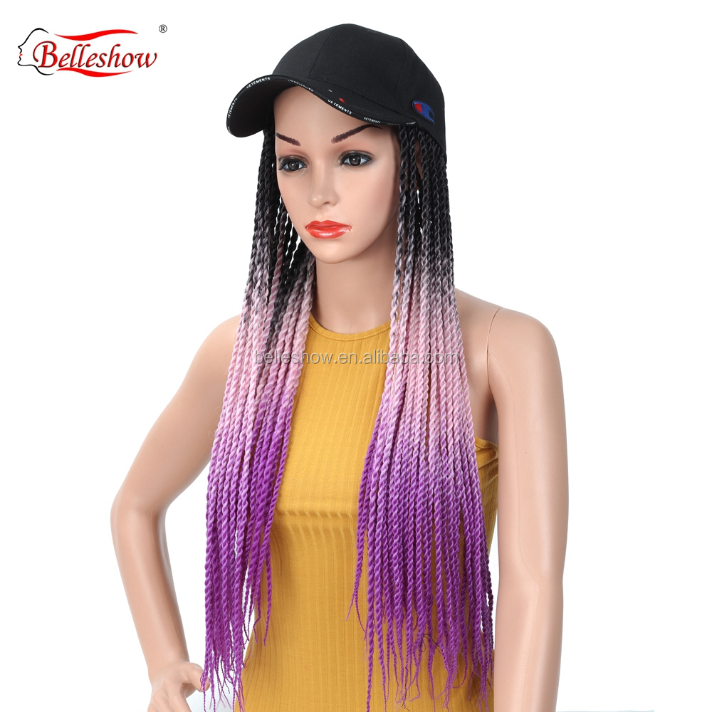 Hot sell 24 inch ombre synthetic braiding hair crochet braid hair ombre senegalese twist hair black basketball hat wig