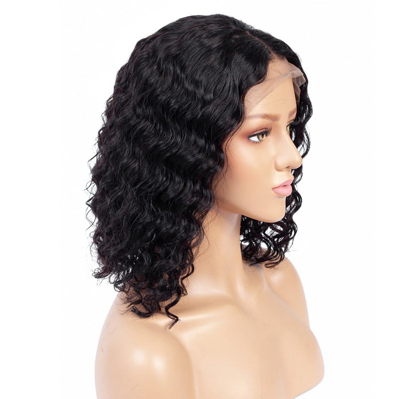 Human Hair Lace Front Bob Wigs Brazilian Curly Short  Lace Wig with Baby Hair Side Part Glueless Lace Front Wig for Women