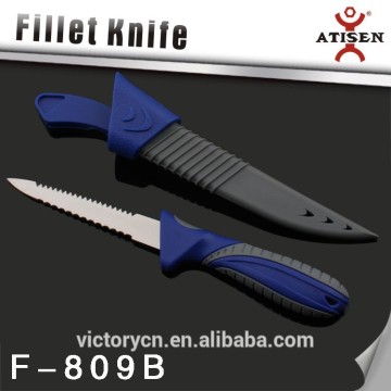 7"over molding Cryogenic processing fishing tackle,fillet knife with sheath F-809M