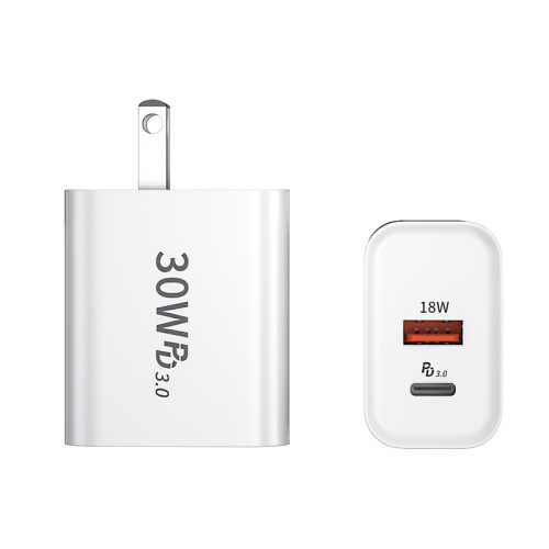 Cargador de teléfono de PD del cargador Rápido USB blanco 30W