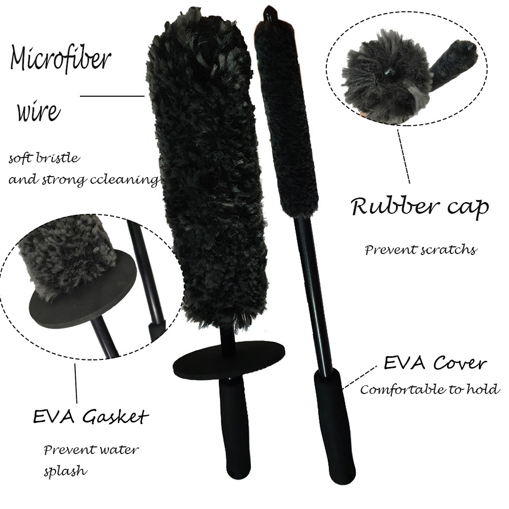 Two-piece set superfine fiber car wash wheel brush