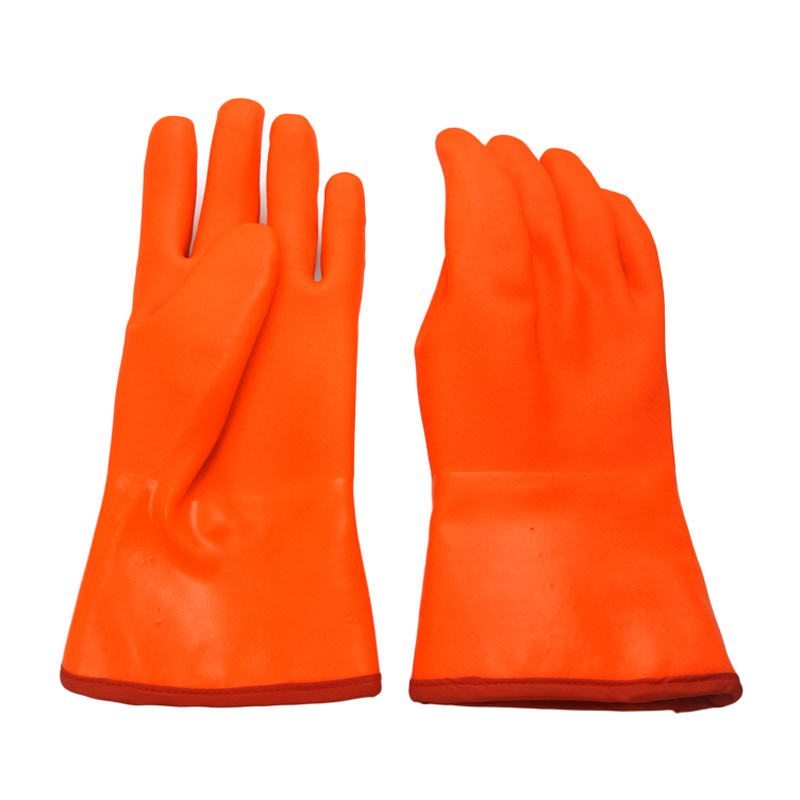 Orange PVC-beschichtete Handschuhe warme Liner