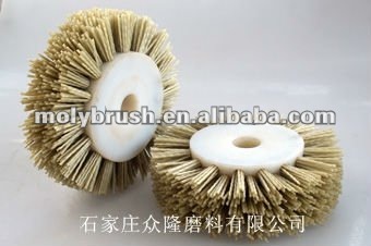 wheel brush,abrasive nylon stapled set wheel brush