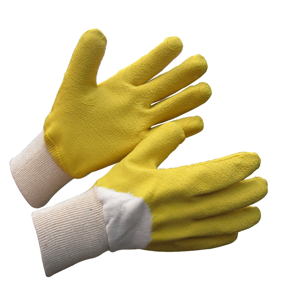 Wholesale Jersey Liner Rubber Coated Wrinkle Latex Safety Gloves