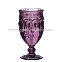 purple color glass cup with short stem