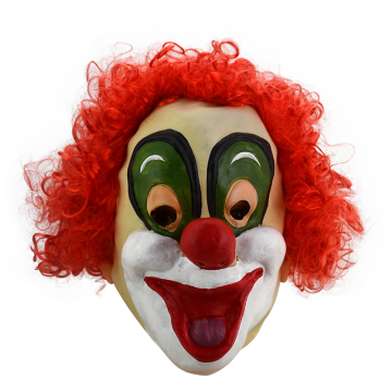 Halloween Party Mask - Evil Laughing Clown with Red Hair and Big Mouth Adult Latex Mask