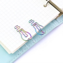 Hot Selling Creative Rainbow Color Light Bulb Shape Paper Clip