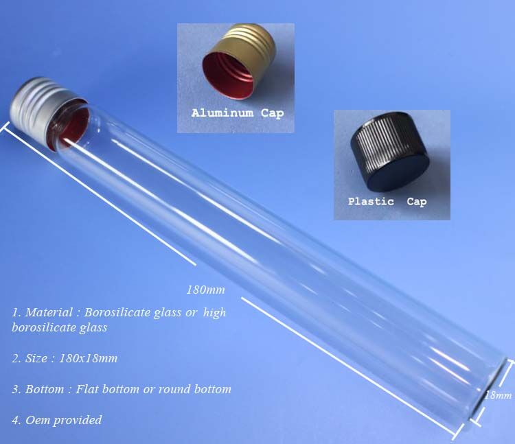 Laboratory disposables glassware test tube with aluminum screw cap