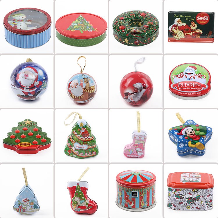 High Quality Green Christmas Square Cookie Tin Box