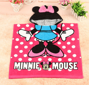 Disney cartoon Minnie Mouse cotton towel Cloak child kid boy girl hooded can wear beach towel blanket outdoor picnic mat60x120cm