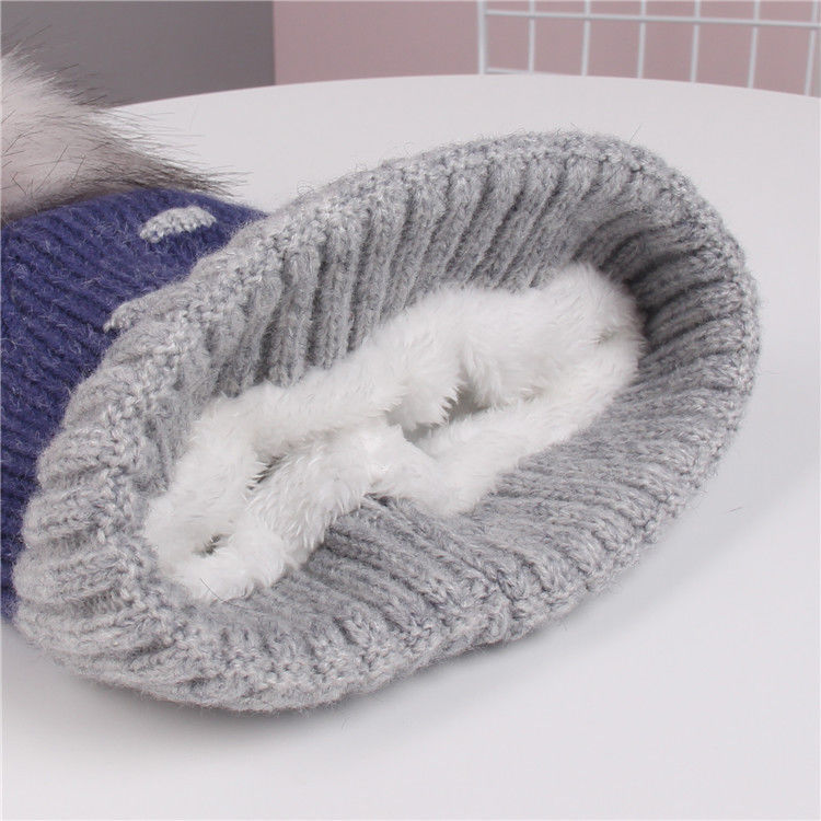 Warm winter knitted hat with fleece for children (13)