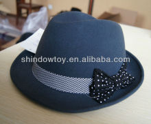 Fashion wool felt fedora hat, Wool felt hat, Wool hat deep blue hat with a bow on the side