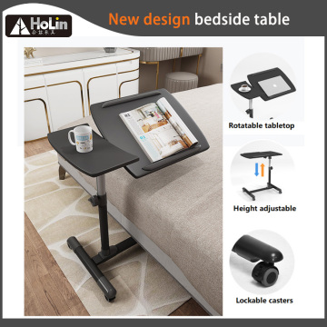 Adjustable Tilt Overbed Bedside Table with Wheels