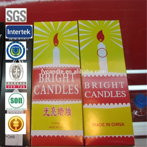 candle factory unscented cheap 38g 8pcs box pack wax white household candle to Ghana