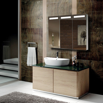 Wooden bedroom with rotating mirror cabinet