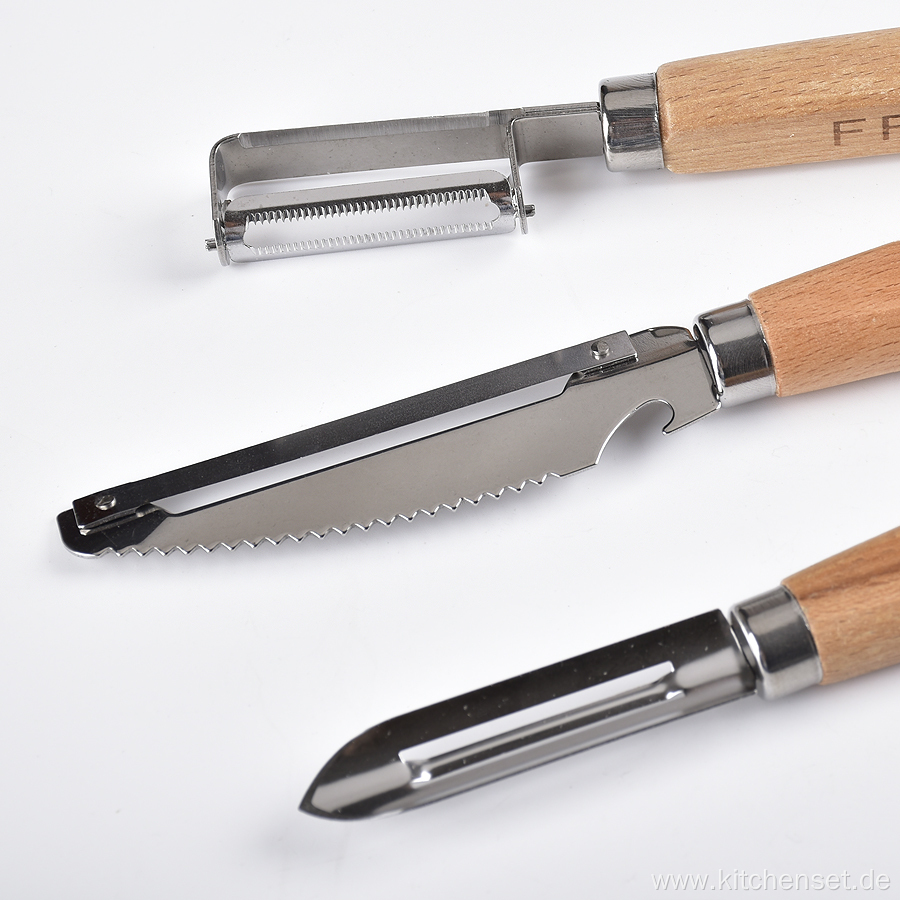 Wooden stainless steel potato fruit peeler