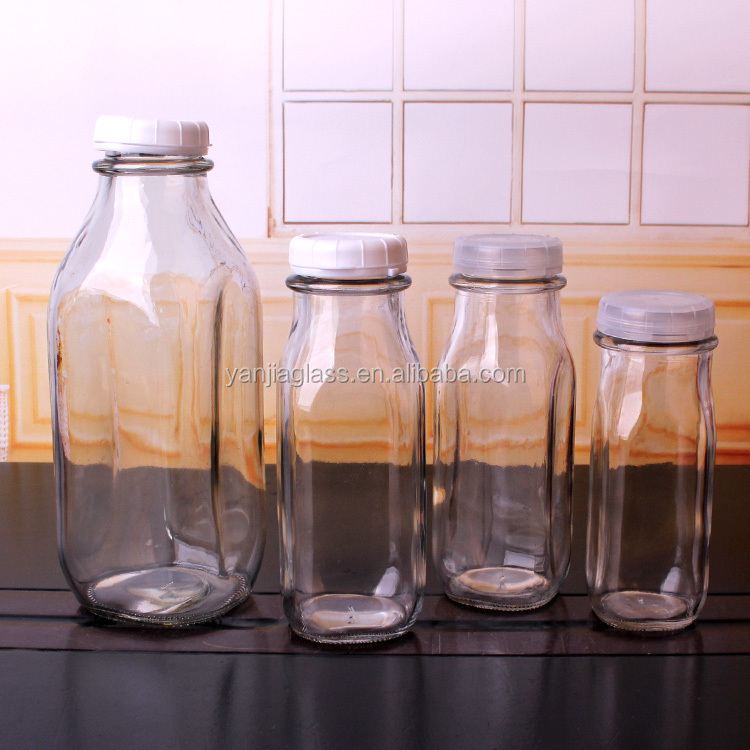 Wholesale 1liter glass milk bottle 240ml 350ml 400ml 900ml glass bottle for milk