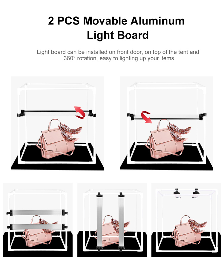 Photo Studio Light Box 24 "/60 Cm Adjustable Brightness Table Top Fotografi Pencahayaan Tenda Kit dengan 5 Warna Latar Belakang & Membawa Tas