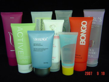 hand scream cosmetic tube with the screw top cap