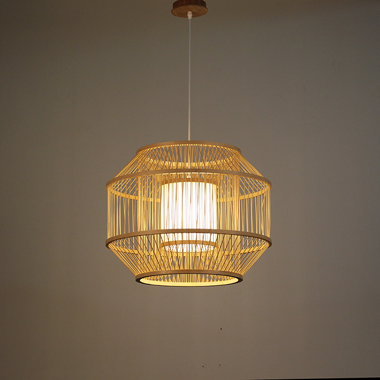 Nordeuropäische Metallbambusweberei LED Dekoration Restaurant Kronleuchter Pendelleuchte Energiesparlampe