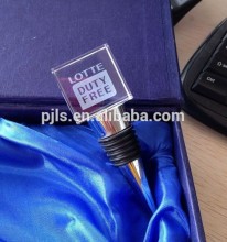 custom logo square shape Crystal Bottle Stoppers glass wine stopper
