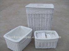 large storage willow basket White handle basket laundry basket