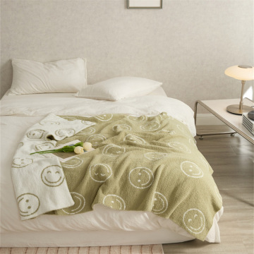 Personalized Super Soft Warm Smiley Face Knitted Throw Blankets for Sofa Bed