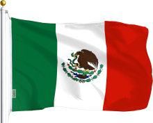 Customizable 2.5x4ft Mexican Flag with Pole Sleeve, Striped Design in Heavy Duty Durable Nylon