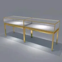 Counter Table Design Stainless Steel Jewelry Storage Display Showcase Locking Store Display Stand with LED Light