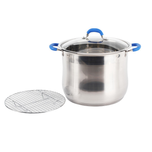 Stock Pot with Strainer and Transparent Glass Lid