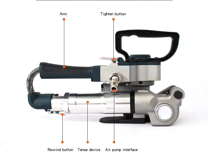 XQD19 Pneumatic Strapping Tool – Handheld Strapping Machine For 1/2″ To 3/4″ PP/PET Straps – Aluminum Alloy, 3500N Tension