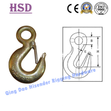 Eye Type Slip Hook, with Latch, Hook, G80 Hook, G70 Hook, Safety Hook, Hoist Hook, Rigging Hardware, Marine Hardware, Anchor Hook