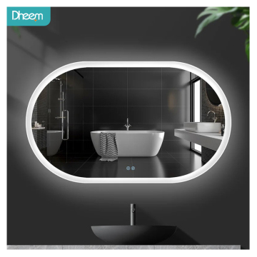 Silver Copper-Free Oval Wall Mirror with LED Light