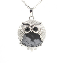 Snowflake 24mm Beads Silver Owl Pendant Necklace Choker Jewelry