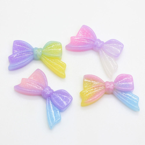 Gradient Color Flat Back Mini Bowknot Shape Resin Cabochon 100pcs Girls Hair Clothes Accessories DIY Decor Charms