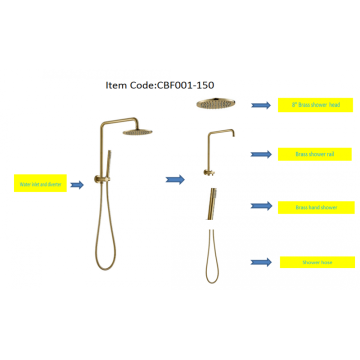 Conjunto de Coluna de Chuveiro Dourado Escovado