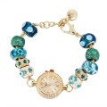 2015 kim loại thời trang Beaded Bracelet đồng hồ đeo tay cho các cô gái mới thiết kế Watch