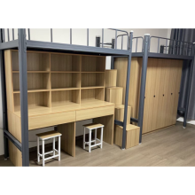 Loft Bunk Bed with Wardrobe and Desks for Students and Staff Dormitories