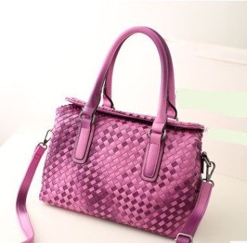 Woven handbag for lady PU leather tote bag