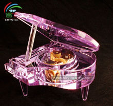 pink crystal glass piano music box
