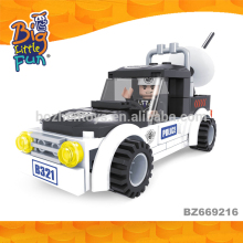 Kids cheap small plastic patrol wagon toy building block DIY police car toys
