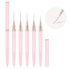 Professional Nail Art Brushes Set - 5PCS Metal Handle Nylon Liner Brushes for Precision Nail Painting