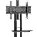 Carrinho de TV móvel para 32-75 polegadas, altura ajustável Rolling TV Stand com rodas de travamento e prateleira de metal, piso portátil ao ar livre