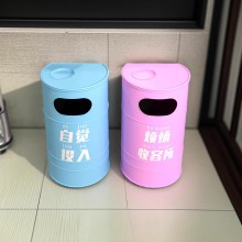 Retro Industrial Style Oil Barrel Trash Can for Outdoor Camping Gym